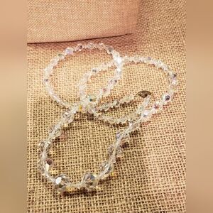 Vintage Aurora Borealis Crystal Necklace 28" Long In Great Condition